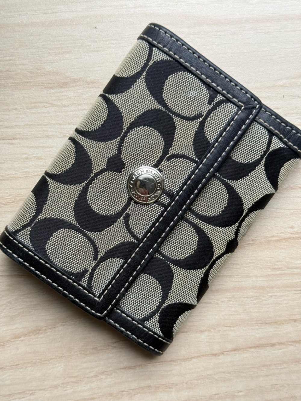 Coach Signature Jacquard Trifold Wallet Women’s
